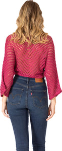 Openwork Knit Zip‐up Crop Top Vertigo 