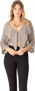 Openwork Knit Zip‐up Crop Top Vertigo 