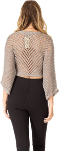 Openwork Knit Zip‐up Crop Top Vertigo 
