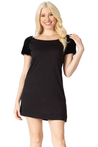 T‐shirt Dress with 3D Fabric Roses Vertigo 