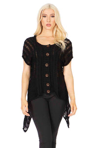 Dolman Sleeve Button Front Sweater Top Vertigo