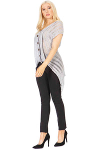 Dolman Sleeve Button Front Sweater Top Vertigo