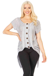 Dolman Sleeve Button Front Sweater Top Vertigo