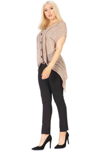 Dolman Sleeve Button Front Sweater Top Vertigo
