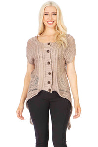 Dolman Sleeve Button Front Sweater Top Vertigo