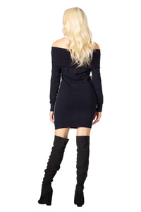 Cowl Neck Print Sweater Dress Vertigo