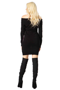 Cowl Neck Print Sweater Dress Vertigo