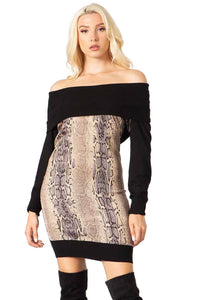 Cowl Neck Print Sweater Dress Vertigo