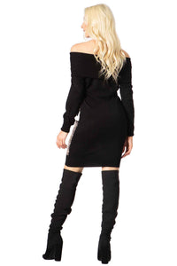Cowl Neck Print Sweater Dress Vertigo