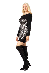 Cowl Neck Print Sweater Dress Vertigo