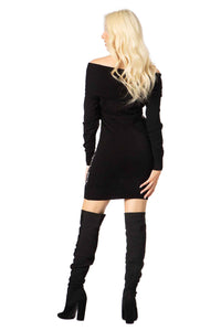 Cowl Neck Print Sweater Dress Vertigo