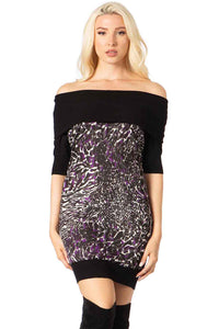 Cowl Neck Print Short Sleeve Dress Vertigo