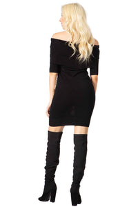 Cowl Neck Print Short Sleeve Dress Vertigo
