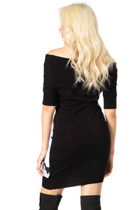 Cowl Neck Print Short Sleeve Dress Vertigo