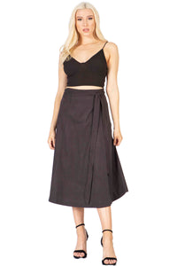Faux Suede Midi Wrap Skirt Vertigo 