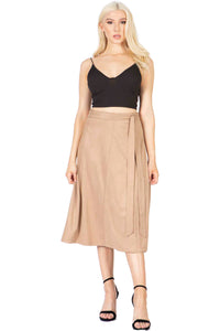Faux Suede Midi Wrap Skirt Vertigo 
