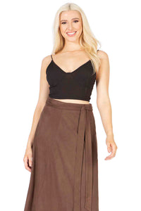 Faux Suede Midi Wrap Skirt Vertigo 