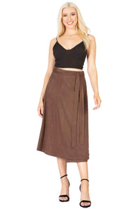 Faux Suede Midi Wrap Skirt Vertigo 