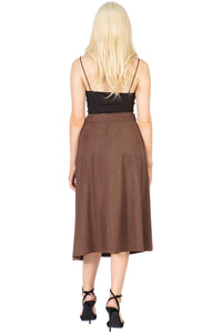 Faux Suede Midi Wrap Skirt Vertigo 
