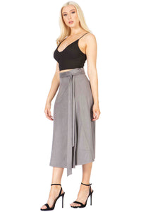 Faux Suede Midi Wrap Skirt Vertigo 