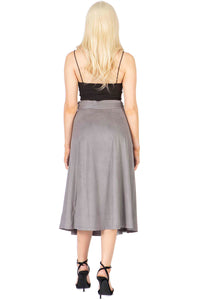 Faux Suede Midi Wrap Skirt Vertigo 