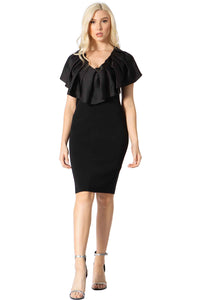Pleated Bib Overlay Dress Vertigo 