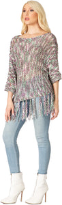 Crochet Pullover Coverup With Fringe Bottom Vertigo