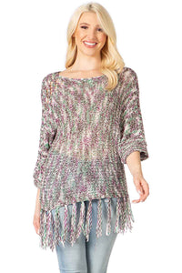Crochet Pullover Coverup With Fringe Bottom Vertigo