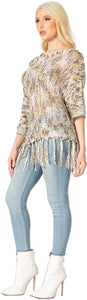 Crochet Pullover Coverup With Fringe Bottom Vertigo