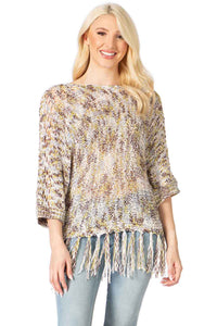 Crochet Pullover Coverup With Fringe Bottom Vertigo