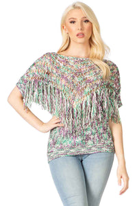 Crochet Yoke Coverup Top With Fringe Vertigo