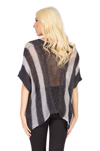 Button Front Stripe Sweater Top Vertigo