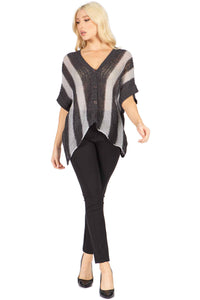 Button Front Stripe Sweater Top Vertigo