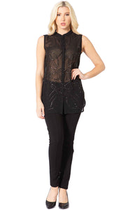 Studded Sleeveless Blouse Vertigo