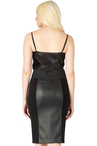 Smokin Ponte Stretch Leather Pencil Skirt Vertigo 