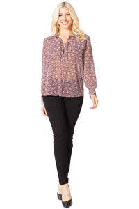 Vertigo Logo Print Sheer Tie Bust Blouse Vertigo 
