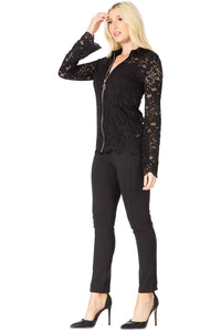 Collared Zip‐Up Lace Jacket Vertigo 