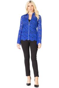Collared Zip‐Up Lace Jacket Vertigo 