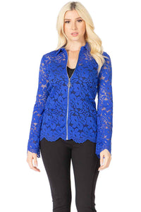 Collared Zip‐Up Lace Jacket Vertigo 