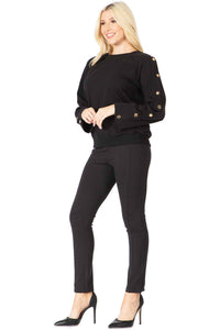 Convertible Sleeve Crewneck Pullover Vertigo