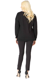 Faux-Pearl Beaded Floral Patches Crewneck Pullover Vertigo