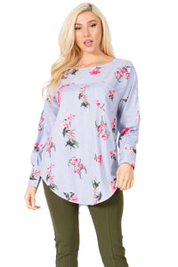 Floral-Print & Striped Long-sleeve Blouse Vertigo