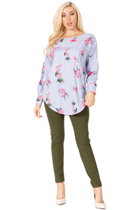 Floral-Print & Striped Long-sleeve Blouse Vertigo
