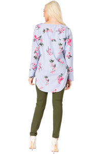Floral-Print & Striped Long-sleeve Blouse Vertigo