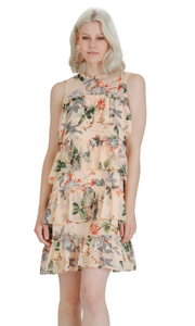 Tiered Floral Print Dress Vertigo 