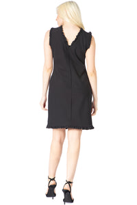 Sleeveless Boat Neck Ruffled Edges Dress Vertigo 