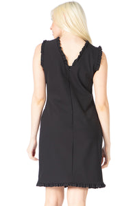 Sleeveless Boat Neck Ruffled Edges Dress Vertigo 