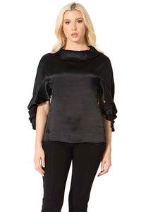 Crepey Silk Cape Collar Blouse Vertigo 