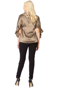 Crepey Silk Cape Collar Blouse Vertigo 