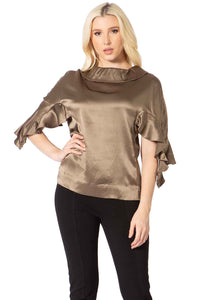 Crepey Silk Cape Collar Blouse Vertigo 